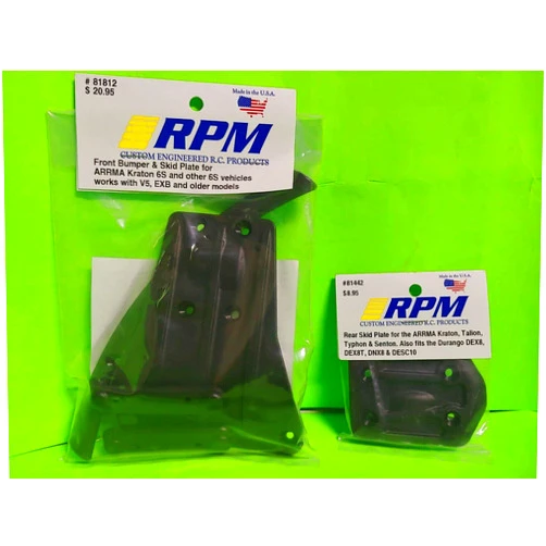 RPMPRODUCTS 81812 and 81442 Front Bumper and Skid Plate and Rear Skid ARRMA Kraton 6S V1-V6 EXB