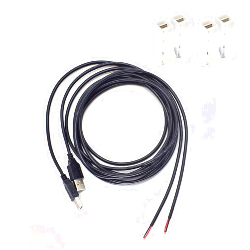 ELNONE 2PCS 20AWG USB Pigtail 2 Wire,2M/6.5FT USB 2.0 Male Plug 2pin Wire DIY Pigtail Cable 5V Bare Wire Cable 5V 5A Black USB Plug Power Cable with 2-Position Spring Wire Connector