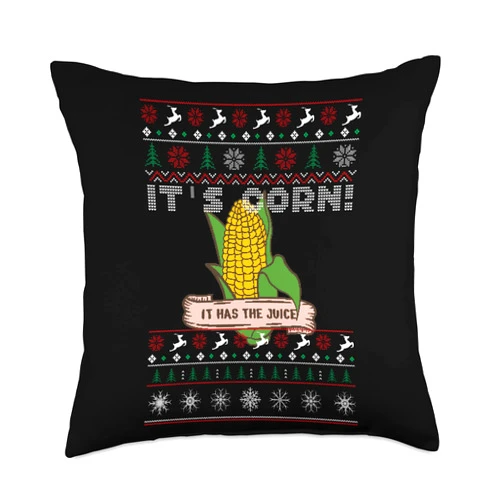 When I Tried With Butter It Changed Corntastic Tee It's Corn, A Lump with Knobs It Has The Juice Ugly Christmas Throw Pillow, 18x18, Multicolor