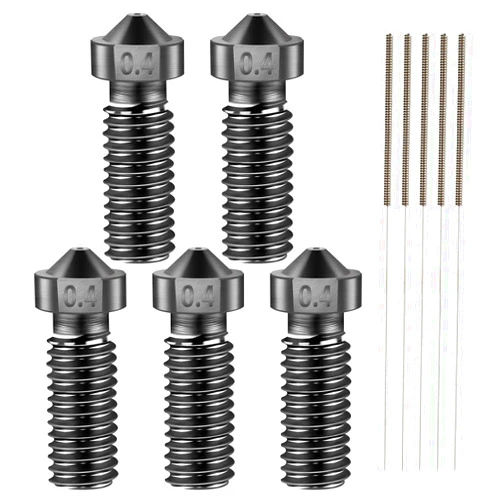 SIMAX3D 5PCS Volcano Nozzle 0.4MM,M6 Hardened Steel Printed Head for J-Head Hotend Extruder Parts,Compatible Artillery/Sidewinder 3D Printer.