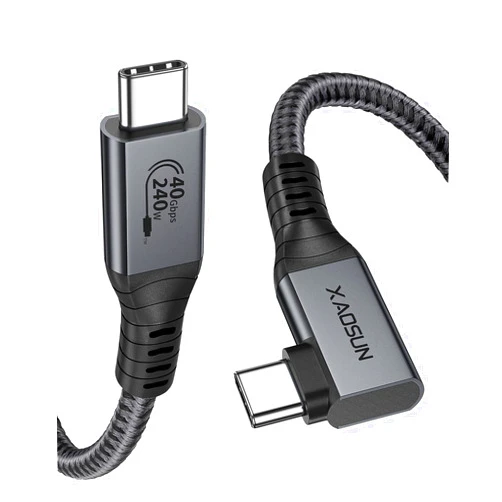 XAOSUN Short USB C Thunderbolt 4 Cable 1 FT, 240W Right Angle Thunderbolt Cable 90 Degree with 40Gbps Data and 8K Video,Compatible with iPhone 15 pro max, USB4, Thunderbolt 3 Cable and USB-C (0.33m)