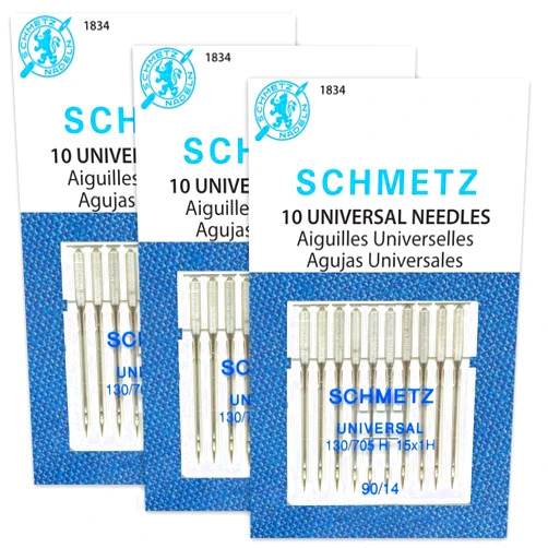 SCHMETZ Universal (130/705 H) Household Sewing Machine Needles - Size 90/14-3 Cards - 30 Needles
