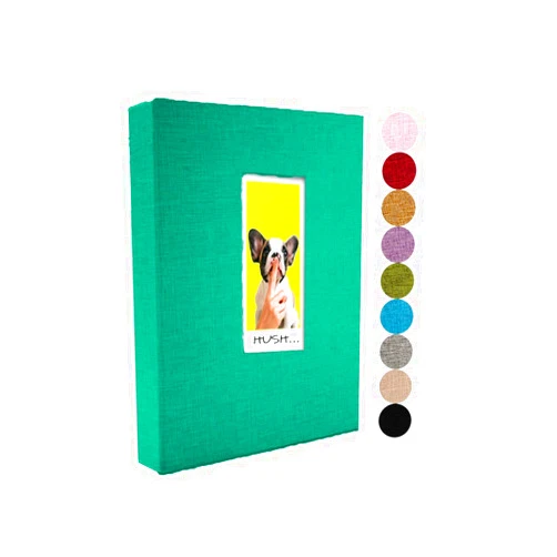 GPIRAL Mini Photo Album 208 Vertical Photos - Linen Cover, 2x3 Photo Album Compatible with K-pop Photocards, Fujifilm Instax Mini Film 7s 8 9 11, Polaroid PIC 300, HP Sprocket, Dark Green