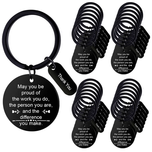 Rtteri 24 Pcs Thank You Gifts for Women Men Employee Appreciation Gifts Appreciation Silicone Keychain Gifts for Coworkers Teacher May You Be Proud of the Work You Do Appreciation Keychains Gifts Bulk