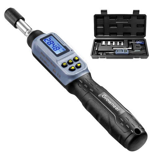 GROWNEER Digital Torque Screwdriver, 2.66-53.1 In-lbs/0.3-6 Nm, 1/4'' Drive Inch Pound Torque Screwdriver Electrician with Buzzer & LED Indicator, 27 In 1 Screwdriver Torque Wrench Set