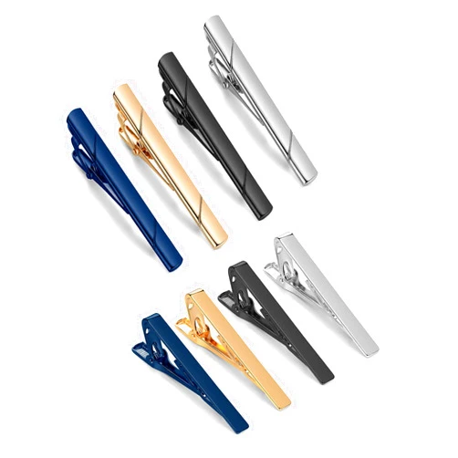 SEVENSTONE 4 Pcs Tie Clips for Men Tie Pin Set Ties Necktie Business Bar Clips