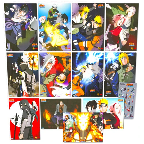 Naruto Posters For Bedroom Room Decor Bundle | 12 Posters for Walls Anime Poster Pack Set With Anime Stickers | Naruto Room Decorations Set