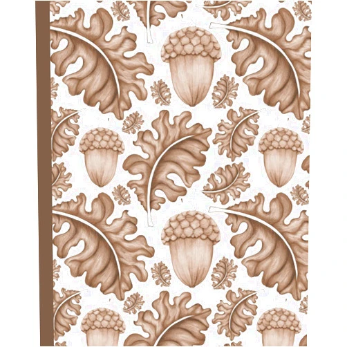 One With Nature Vintage Brown Acorns and Oak Leaves Notebook: Lined Composition Book, Journal, Diary, Workbook, Notepad for Students, Children, Adults, Wide Ruled, 120 pages