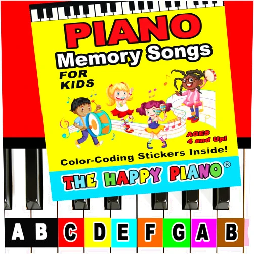 The HAPPY PIANO KIT for Memory. Color Stickers & Song Activity Kit for Kids - Booklet w/12 Songs, 3 Coding Sticker Sets, Reward Stickers, Easy 2 Follow, Ages 4 & up. Digital Baby Shark Lesson