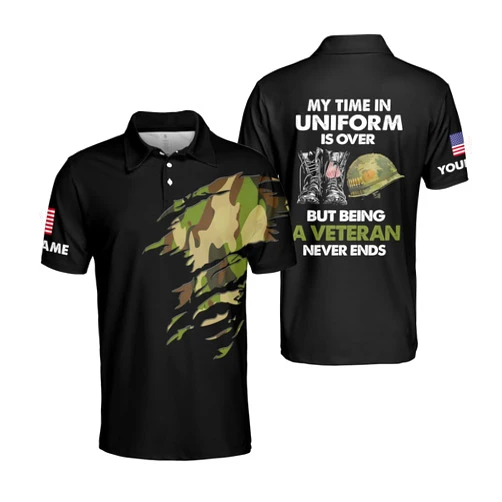 Generic Veteran Polo Shirt for Men Custom US Army Polo Shirts Military Veterans Pride American Flag Gifts Memorial Day Army Shirts