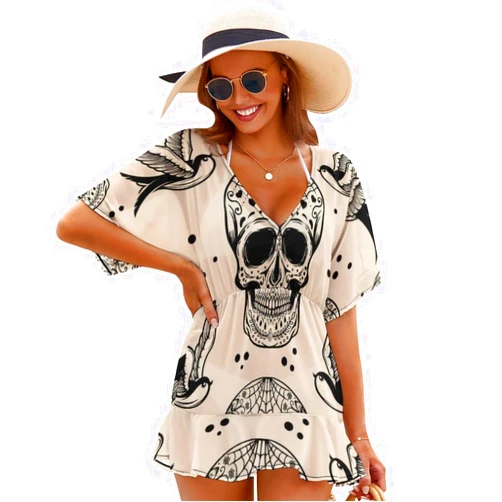 Aiyoolee Women's Swim Cover Ups for Beach Swimwear, Summer Casual Loose Sun Dress