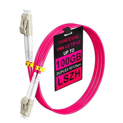 VANDESAIL OM4 LC to LC Fiber Patch Cable 1M, MultiMode LC-LC Duplex Fiber Optic Patch Cords MM Fiber Jumper 1/10/40/100Gbs LSZH 50/125µm for SFP+ Transceiver -1M(3FT) 1pack