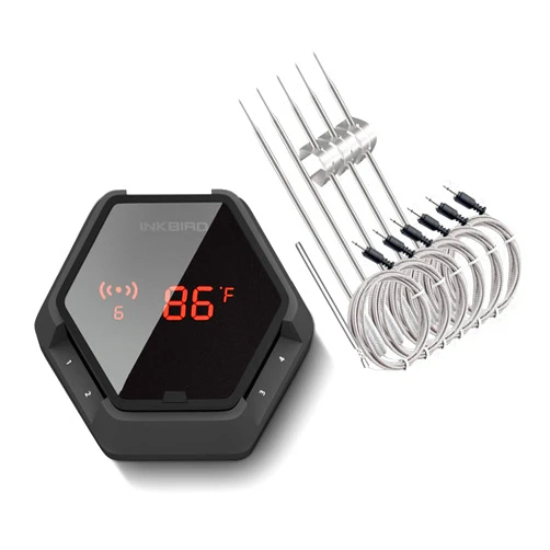Inkbird Grill Bluetooth BBQ Thermometer Wireless IBT-6XS, 6 Probes Digital Smoker Grill Thermometer for Cooking,150ft Bluetooth Meat Thermometer, Magnet, Timer, Alarm for Kitchen, Food (Black)