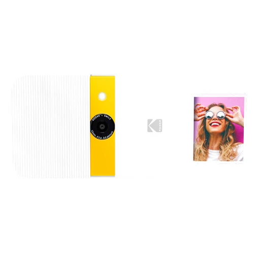 Zink KODAK Smile Instant Print Digital Camera – Slide-Open 10MP Camera w/2x3 ZINK Printer (White/ Yellow)