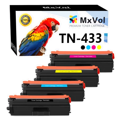 MxVol Compatible TN433 TN431 TN-433 Toner Cartridge Replacement for Brother TN 433 TN-431 MFC-L8900CDW MFC-L8610CDW HL-L8360CDW HL-L8260CDW Printer Toner (TN433BK TN433C TN433M TN433Y, 4-Pack)