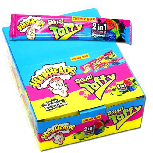 All City Candy Warheads Sour Taffy 2 in 1 Chewy Bar 1.5 oz. - Case of 24