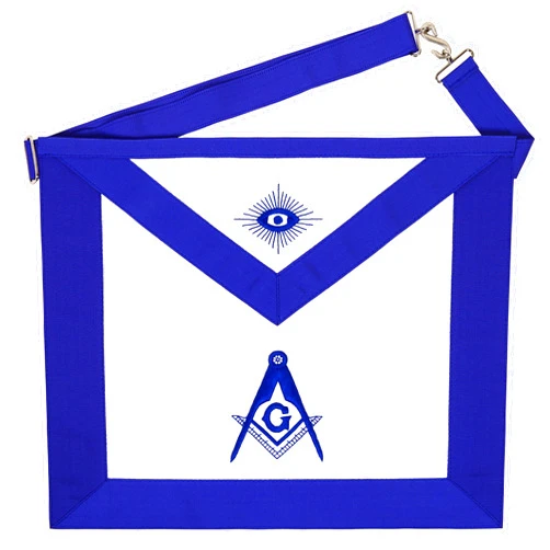 Generic Masonichub Masonic Master Mason Apron 100% Lambskin White Leather Blue Lodge Apron Hand Embroidered |G Square and Compass