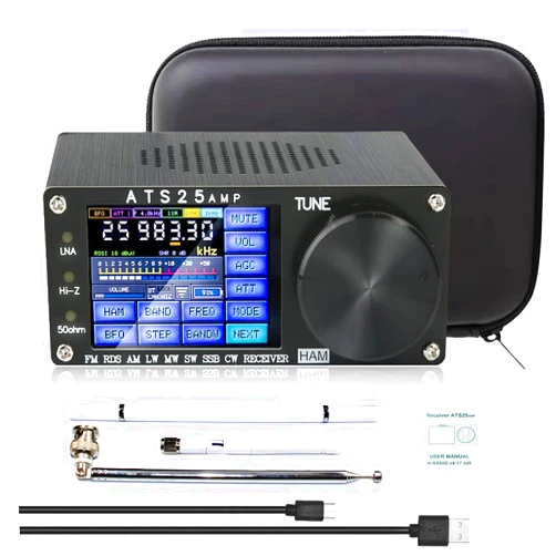 SDRGEEK Si4732 ATS-25 AMP All Band Radio Receiver V4.17, FM AM SSB DIGI SYNC CW RDS Portable Shortwave Radio | Supports LNA Circuit and High-impedance HI-Z Mode Builted-in 3000mAh Battery with Portable Bag