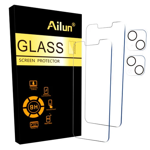 Ailun 2 Pack Screen Protector for iPhone 13 [6.1 inch Display] with 2 Pack Tempered Glass Camera Lens Protector,[9H Hardness]-HD[4 Pack]
