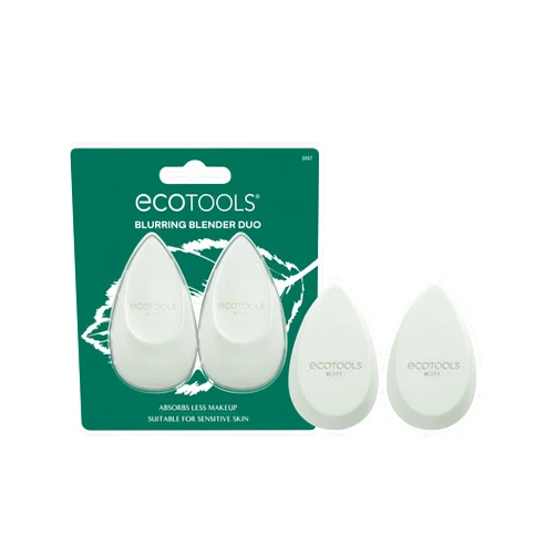 EcoTools Blurring Blender Makeup Sponge Duo, Makeup Blender Sponge For Blurred Skin, For Liquid & Cream Foundation, Cloud Coverage Memory Foam, Eco Friendly & Latex Free, Cruelty-Free & Vegan, 2 Count