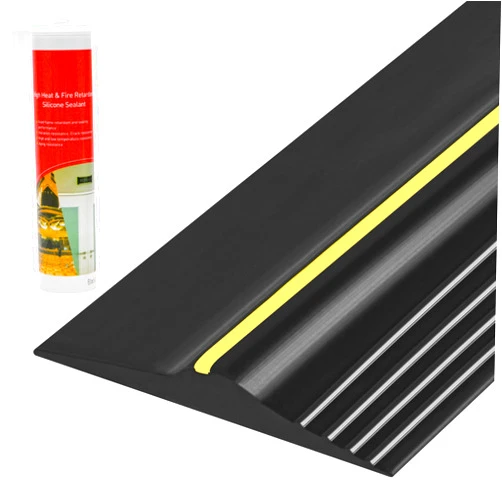 Papillon 10Ft Universal Garage Door Bottom Threshold Seal Strip with 10oz Building Sealant, Weatherproof Rubber DIY Weather Stripping Replacement - Black