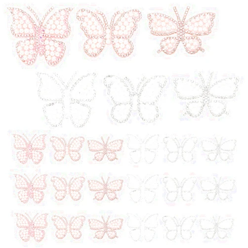 INFUNLY 24PCS Butterfly Pearl Rhinestone Sew-on Patches for Clothing Butterfly White Pearl Bling Rhinestone Applique Repair Patch Butterfly Beaded Patch for Bag Hat Jeans Jacket Art Crafts DIY Decor