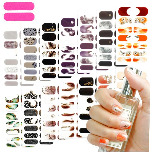 KTAABTR 14 Sheets French Nail Stickers Full Nail Wraps Self Adhesive French Tips Nail Strips Design Leopard Nail Polish Stickers Supply Gel Nail Strips Decals Real Nail Polish Strips for Women Girls