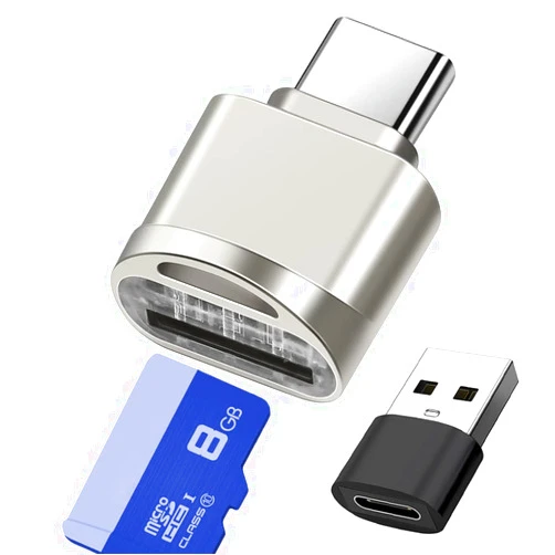 Mepsies Micro SD Card Reader, USB C to SD Card Reader, Type C TF Memory Card Reader with USB C to USB Adapter, Mepsies USB OTG Card Reader for Laptops, MacBook, Galaxy Phones and More