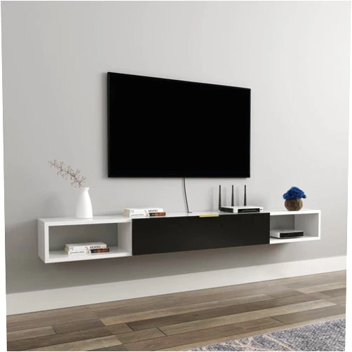 IBOWZ Floating TV Stand Cabinet Wood Floating Tv Stand Wall Mounted Tv Shelf Entertainment Center Media Console Storage Cabinet Hanging Tv Hutch Component Under