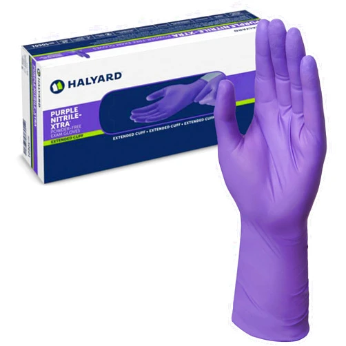 HALYARD Purple Nitrile-Xtra Exam Gloves, Powder-Free, 5.9 mil, 12 Inches, Purple, X-Large, 50604 (Box of 50)