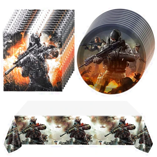 OU RUI Gaming Birthday Party Supplies,Gaming Video Gaming Birthday Decorations,Call Party Decorations for Boys,Set Include 20 plates, 20 napkins and 1 tablecloth