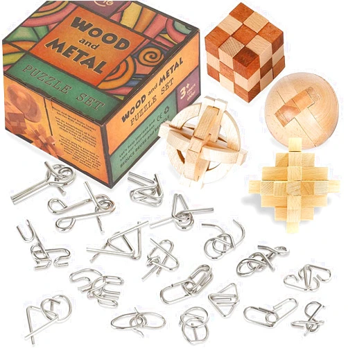 LESONG Brain Teasers Metal Puzzles for Kids & Adult 22Pack, Mind, Logic and IQ Game Test Toy for Teens, Disentanglement 3D Coil Cast Wire Chain Intelligence Toy for Party & Office, Puzzle Travel Games (Hard)