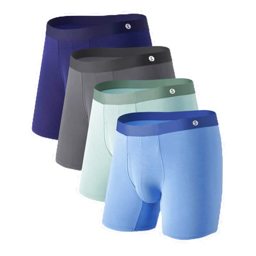 Separatec Mens Underwear with Separate Pouch Moisture Wicking Micro Modal Boxer Briefs Seamless Soft Underwear with Fly 4Pack