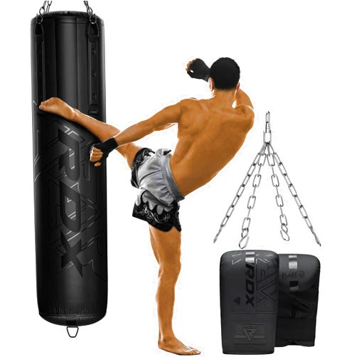 RDX Heavy 5FT Punching Bag for Pro Training, 55lbs Pre Filled with 110lbs Max Filling Capacity, 3PC Boxing Bag Set with Gloves Hanging Steel Chain, Kickboxing MMA Muay Thai BJJ Karate Home Gym Fitness