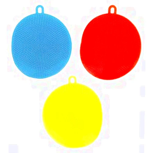 Bizzu Silicone Baby Bath Sponge Set, Bath Time Sponges, Cradle Cap Brush, Baby Care Essentials, 3 Pack, Red, Blue, Yellow
