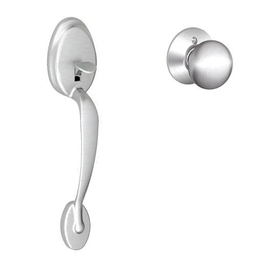 SCHLAGE Scht9|#Schlage FE285 PLY 626 ORB Plymouth Trim Lower Half Front Entry Handleset with Orbit Knob, Satin Chrome