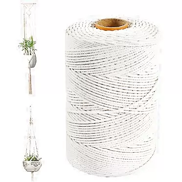 IROCH Macrame Cord Kits,100% Natural 4 Strand Twisted Soft Cotton Macrame Rope for Wall Hanging,Plant Hangers,Crafts,Knitting,Decorative Projects (5mm x 328yards)