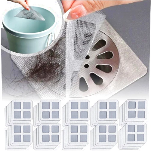 Poouty 50 Pcs Disposable Floor Drain Filter Stickers, 2024 Upgrade 4 Inch Drain Hair Catcher Floor Drain Mesh Sticker, Shower Hair Drain Catcher Stickers for Bathroom Laundry Bathtub Kitchen