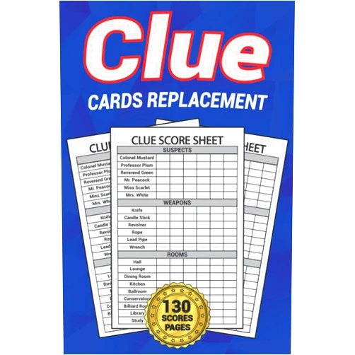 Joseph Mou Clue Cards Replacement: Score Sheets Refills for Clue Board Game, Detective Answer Pads, Scorebook with 130 Pages, Extra Small size 6x9 inches