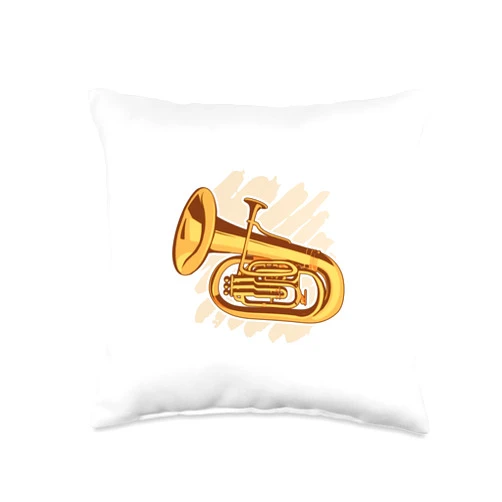Musikinstrumente Gitarristen lustige Sprüche Funny Tuba Horn Comic Graphic for Men Women Children Throw Pillow, 16x16, Multicolor