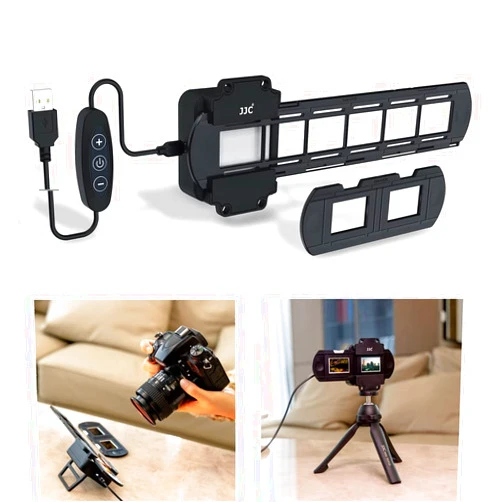 JJC Photo Slide and Film Digitizing LED Light Kit with 35mm Film Strips and Slides Holder, 10-Levels Brightness Shoe Mount LED Backlight for Photo Slides and Film Negatives Scanning Copying
