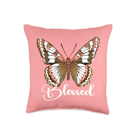 Maria's Jesus Has My Back Faith Tees Jesus Has My Back Butterfly Faith Christian Throw Pillow, 16x16, Multicolor