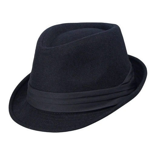 CXQRR Womens Mens Classic Felt Trilby Hat Short Brim Fedora Hat Black Manhattan Gangster Jazz Hat for Unisex