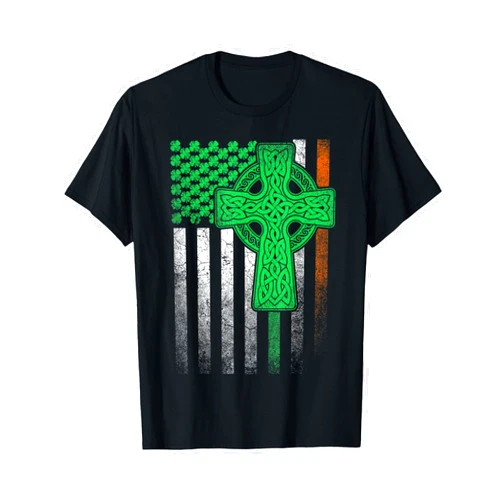 Irish American Flag Ireland Flag ST. PATRICK'S DAY Irish American Flag Ireland Flag ST PATRICKS DAY Gift Cross T-Shirt