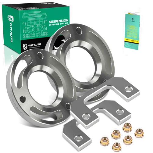 YHTAUTO 2.25 inch Front Leveling Lift Spacers w/Lower Strut Mount & Hardware Kit Compatible with Chevrolet Silverado 1500 & GMC Sierra, Suspension Leveling Lift Kit Set of 4, Silver