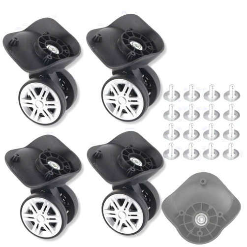 HuGuWdy Luggage Wheels Replacement Kit 2 Pair, Suitcase Wheels Replacement with 16 Pcs Screw，360° Universal Double Row Wheel Silent Impact Resistance Wear Resistant detachable luggage wheel replacement