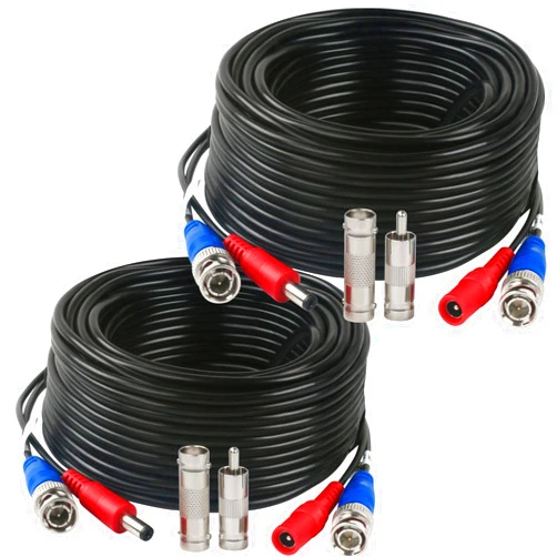 Tainston 2 Pack 30 Feet BNC Video Power Cable,BNC Extension Wire Video Security Camera Wire with Connectors for CCTV Camera DVR Surveillance System