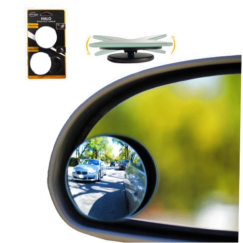 Safe View Company Blind Spot Mirrors for Cars - by Safe View Company - Change Lanes w Confidence - Made from Real Convex Glass - Long Lasting - Easy Peel & Stick (Halo)