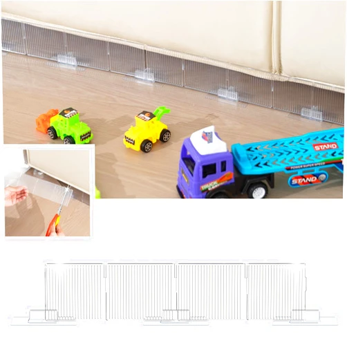 Softfree Under Couch Blocker for Toy, Clear Under Furniture Bed Guards to Stop Things Pets, Cuttable Acrylic Protector Fit 3-4inch High Sofa Clearance