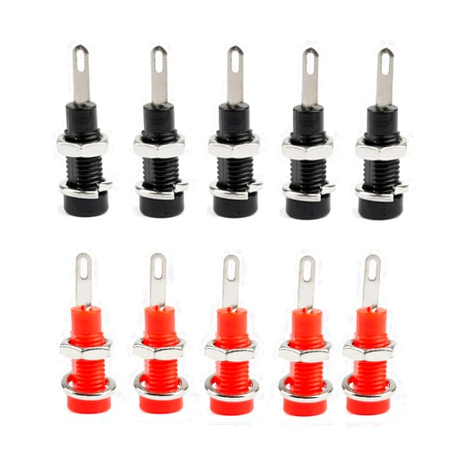 Oiyagai 10Pcs 2mm Multimeter Test Probe Binding Post Banana Jack Panel Mount (5Red + 5Black)